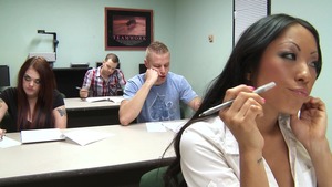 Big Tits at School - Johnny Sins next to pierced girl Gaia