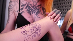 AltErotic.com - Tattooed blonde hair art throat fucking